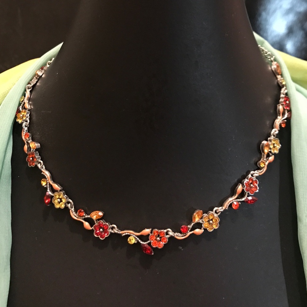 3 for $20! Citrus flower gemstone necklace